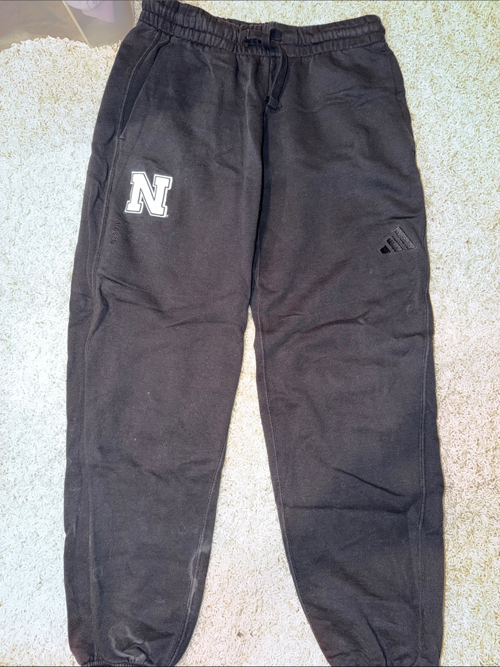 adidas Black Jogger Sweatpants with White 'N' Patch
